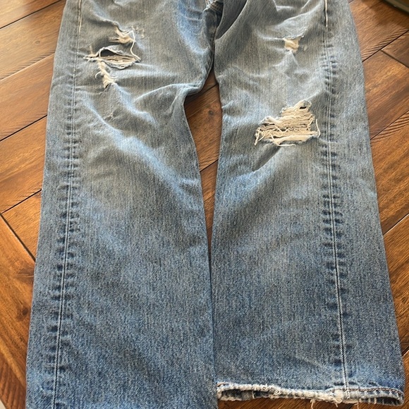 501 blue denim jeans button fly distressed straight leg jeans 36 x 28 - Picture 3 of 15